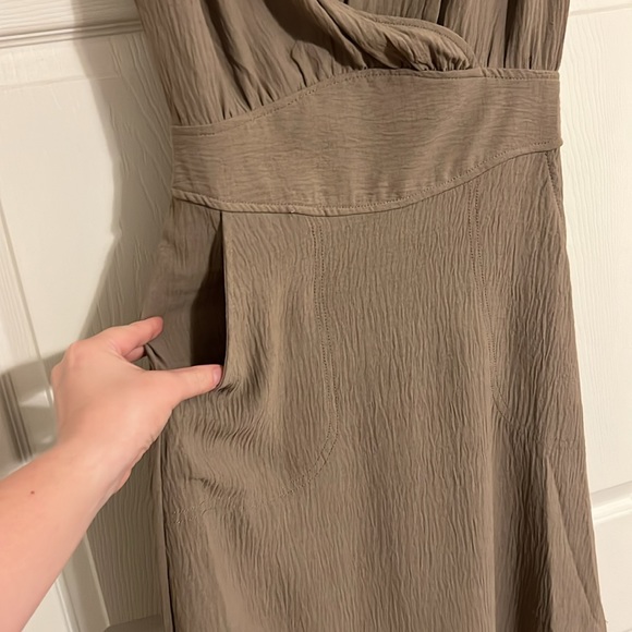 Brown maxi casual dress with pockets - Picture 3 of 6